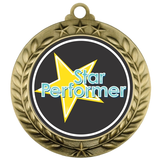 Star Performer Medal, Black Insert, Gold Star