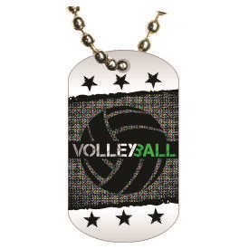 Volleyball Dog Tag with green text