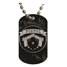 Pistol Shooting Dog Tag with crossed pistols