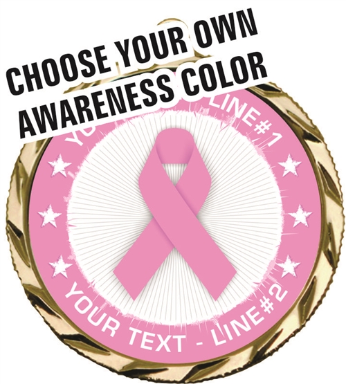 Awareness Medal, custom text, your ribbon color